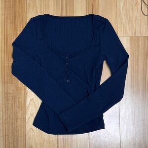 Women's Navy Long Sleeve Top